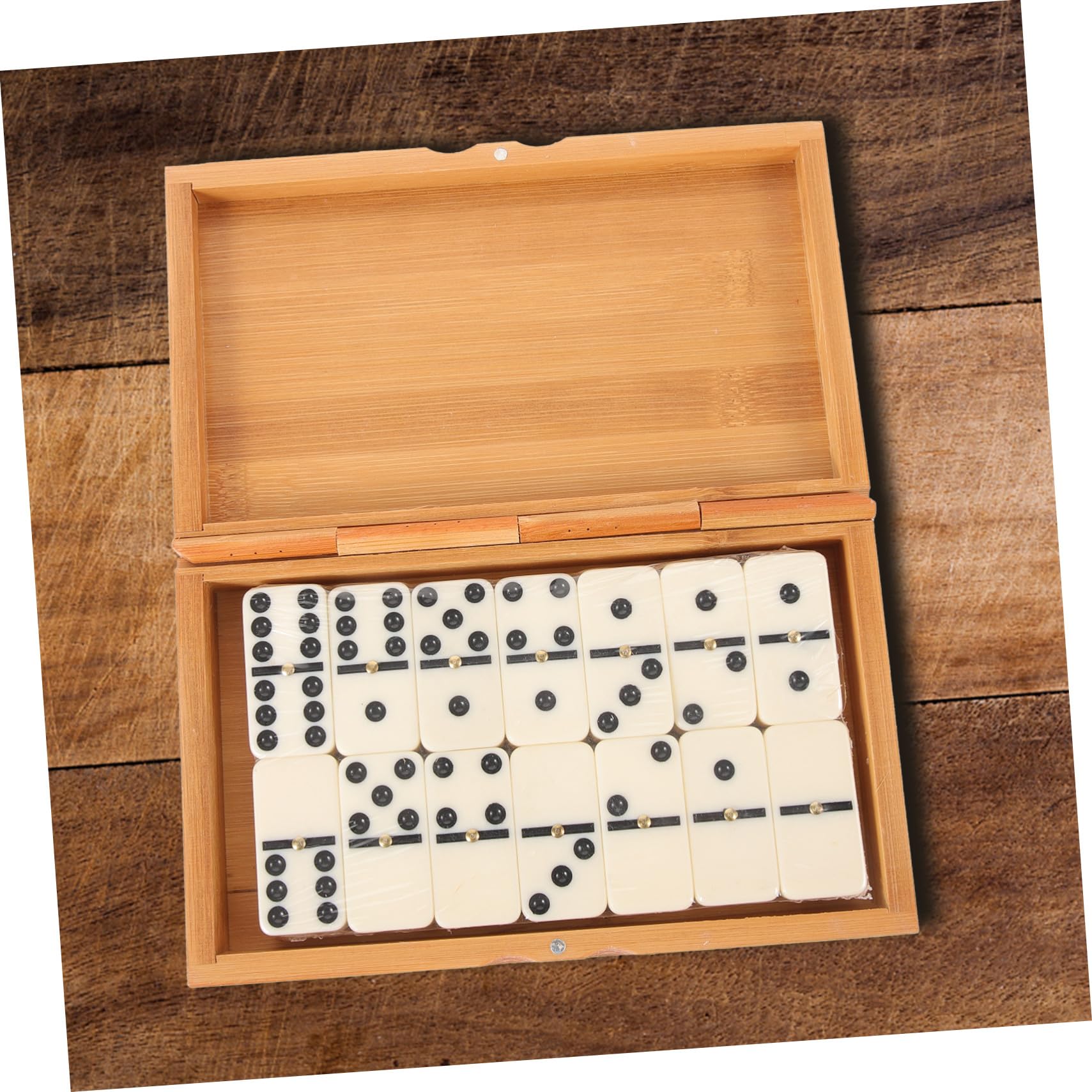 ORFOFE Jeu De Dominos Classique en Bois Bambou Boîte Coulissante Jeu De Dominos Éducatif pour Adultes Et Garçon Et Filles Coffret Vintage pour Soirées en Famille Et Loisirs