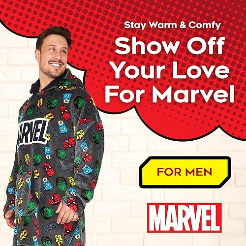 Miniatura 5 de Marvel Manta con capucha, suave y cómoda con capucha de gran tamaño para hombres y mujeres, manta moderna para adultos y adolescentes que pueden
