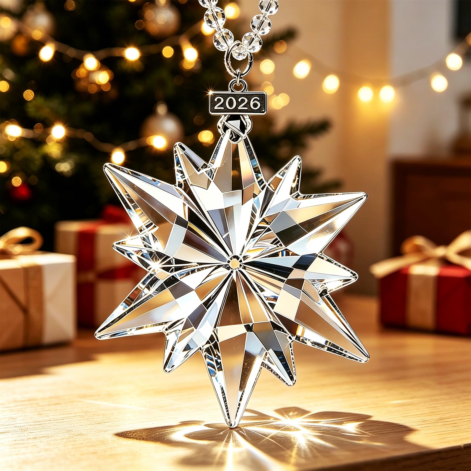 2024 Annual Crystal Snowflake Star Ornaments, Sparkly Crystal Christmas Ornaments for Women and Girls