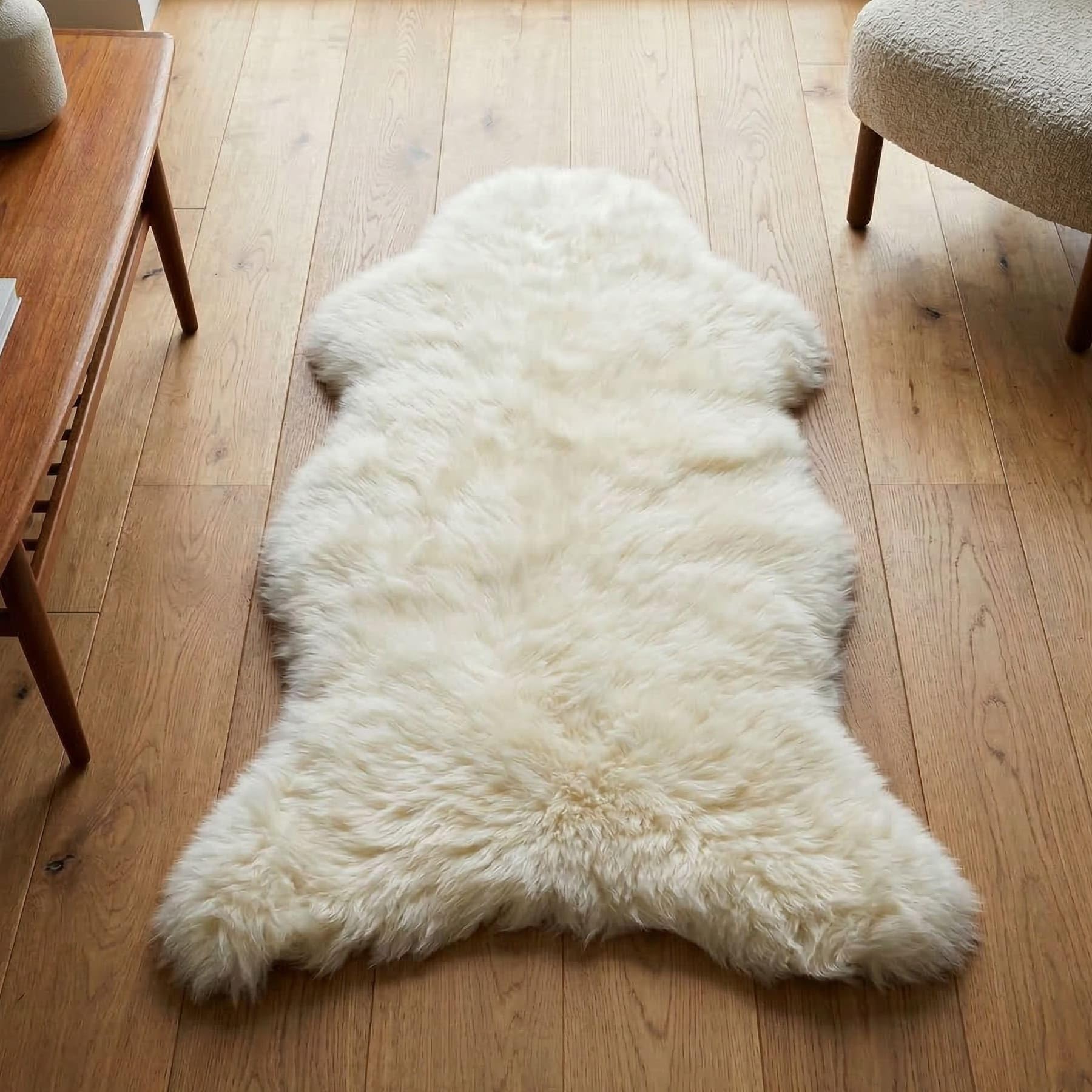 'Peau d'agneau "Nature Tapis Fourrure Véritable Fourrure Naturelle Peau de Mouton