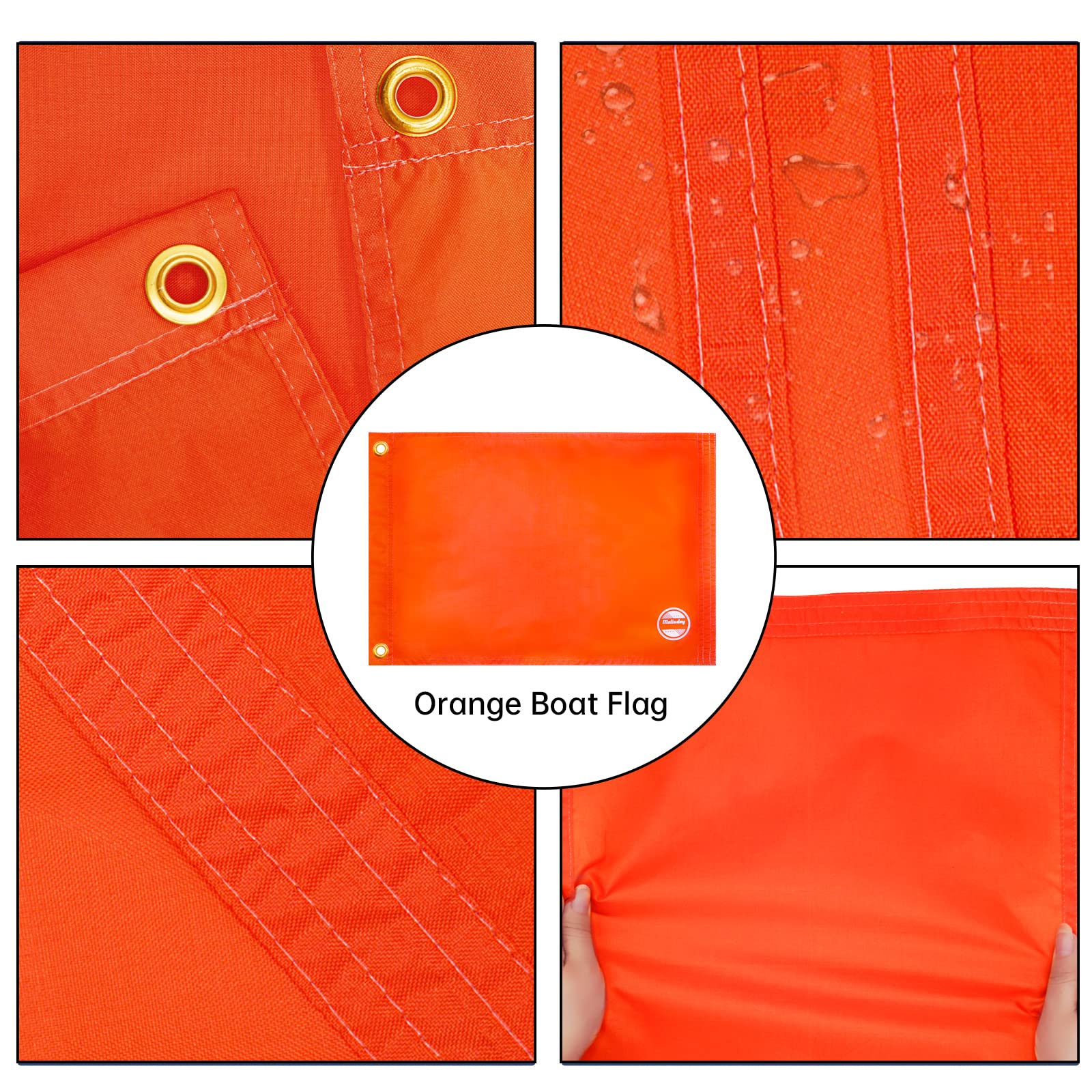 Drapeau Ski Nautique Orange 30x45cm - Mât Télescopique 160cm + Clip