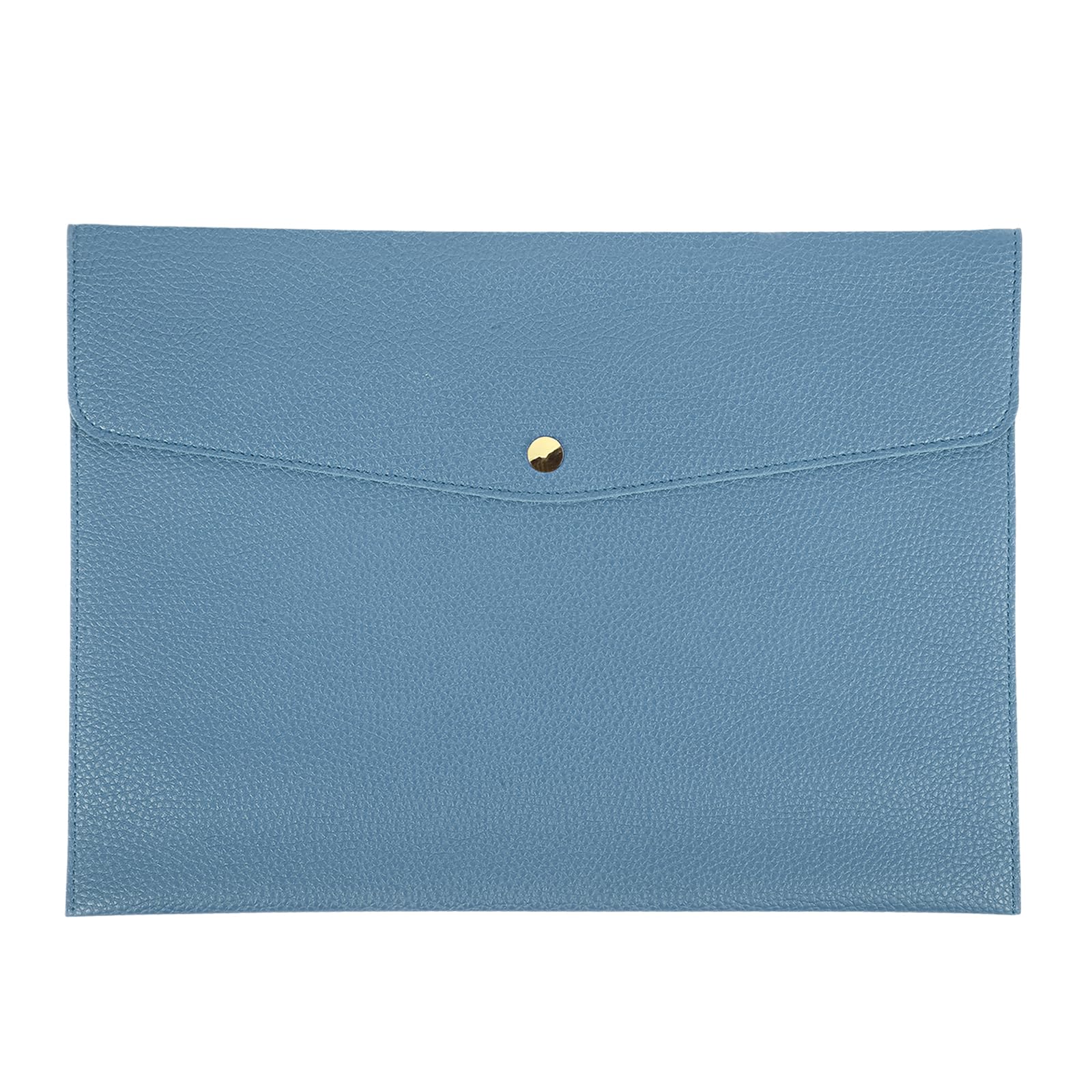 PATIKIL PU Leather A4 File Folder, Document Holder Envelope Waterproof Litchi Texture Filing Organizer Portfolio Folder Case with Magnetic Snap Closure for Home Office, Sky Blue