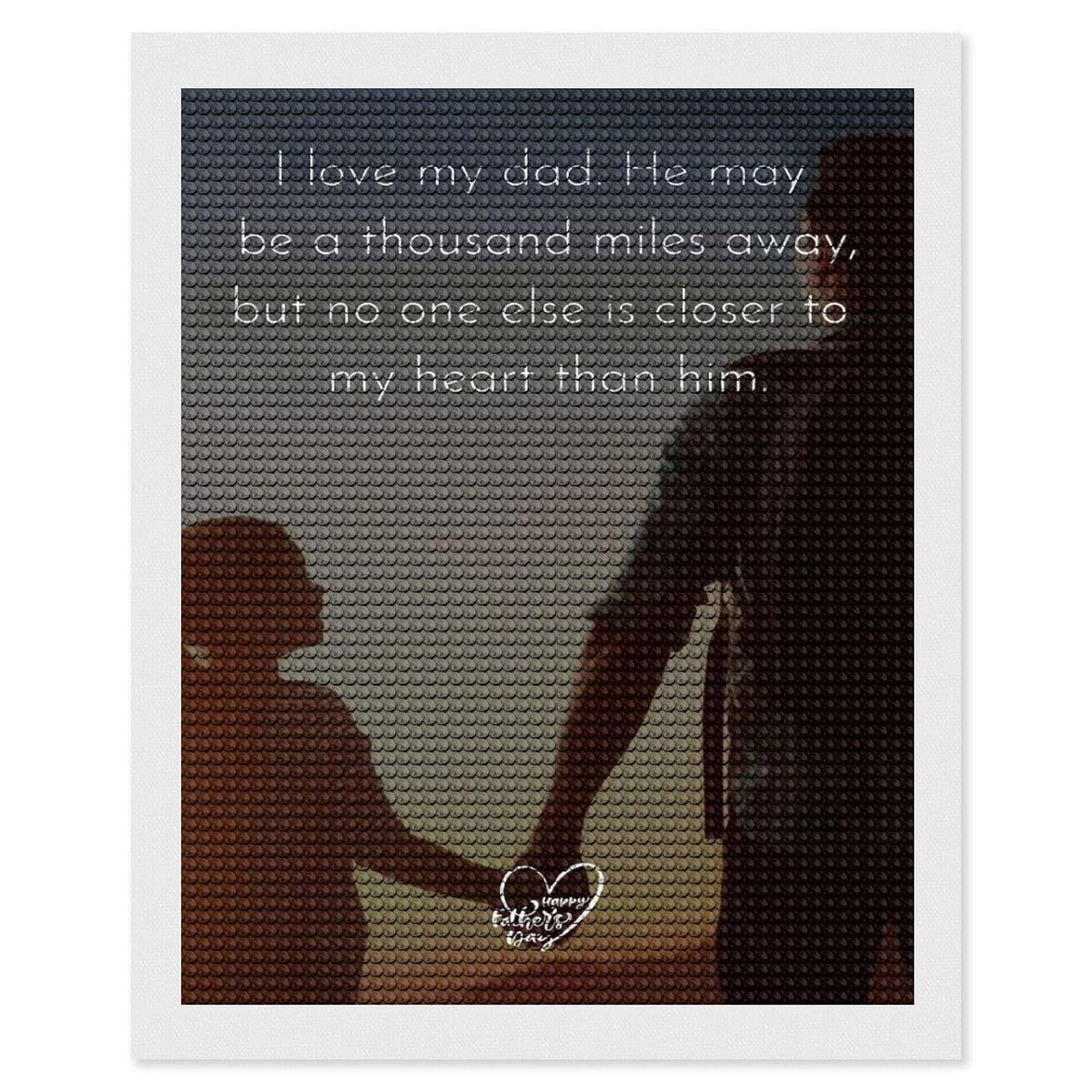 Junmoney I Love My Dad Diamond Painting Kit 16"x20", Adhesive Canvas, Home Wall Decor, for Beginners, Birthday Gift, Full Kit Included