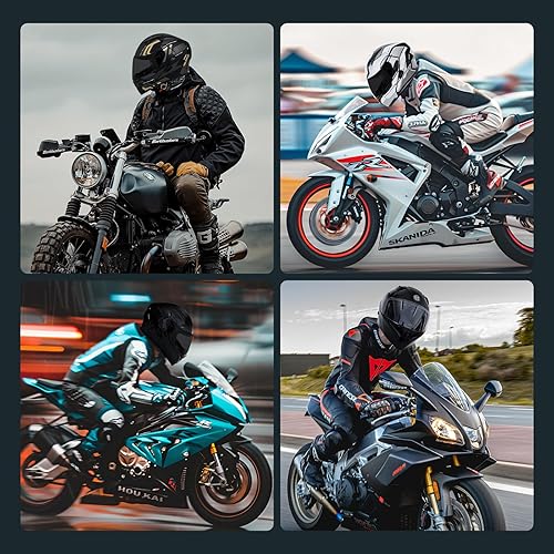 Miniatura 7 de Cascos modulares de motocicleta Bluetooth, aprobado por DOT, casco de motocicleta de doble visera, con altavoces duales y micrófono, para adultos,
