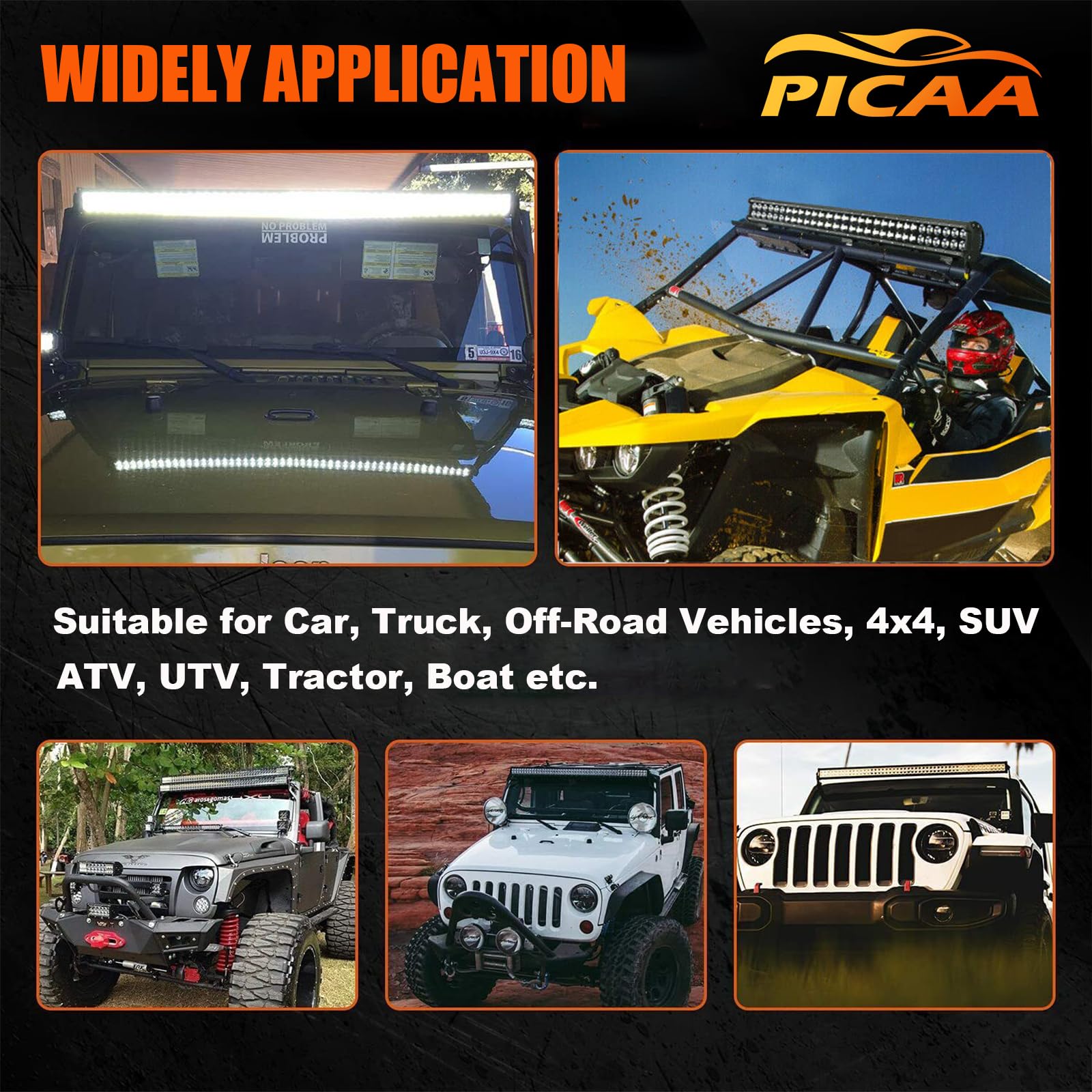 PICAA Barra de Luces LED Curvada de 42 Pulgadas 240W Luces de conducción Todoterreno con Kit de cableado para camión Remolque Coche Barco a Motor 4WD 4x4 SUV UTE ATV 6000K IP67