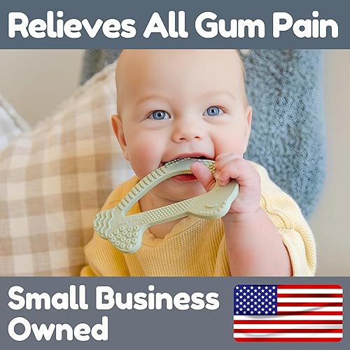 Miniatura 6 de Juguete de dentición para bebés, 8 texturas para aliviar el dolor, mordedores de silicona de delfín para bebés, fácil de sostener, masticar y