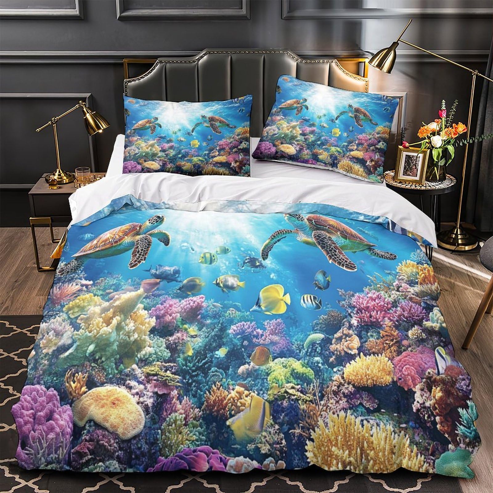 Housse de couette microfibre anti-décoloration respirante pour lit Super King