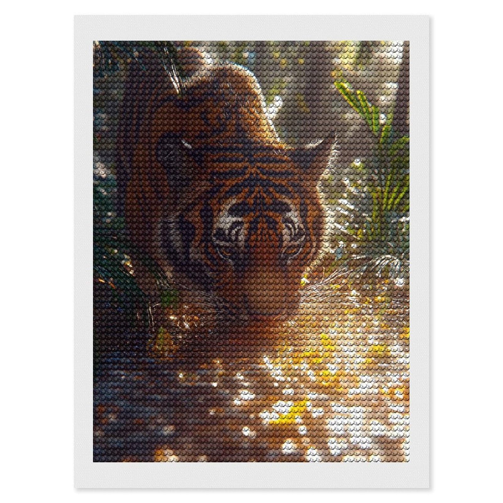Junmoney Tiger Drinking Water in Jungle Diamond Painting Canvas Set 12"x16", for Women, Pleasing Wall Art Project, Aesthetic Room Decor, Gift Idea
