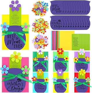 Motipuns 24 Sets Best Mom Ever Gifts Mother's Day Craft Kit Happy Floral Greeting Card from Daughter Son, 3D DIY Art Flower Moms Gift Idea for Mom Women Men Home Decors Fun Activities