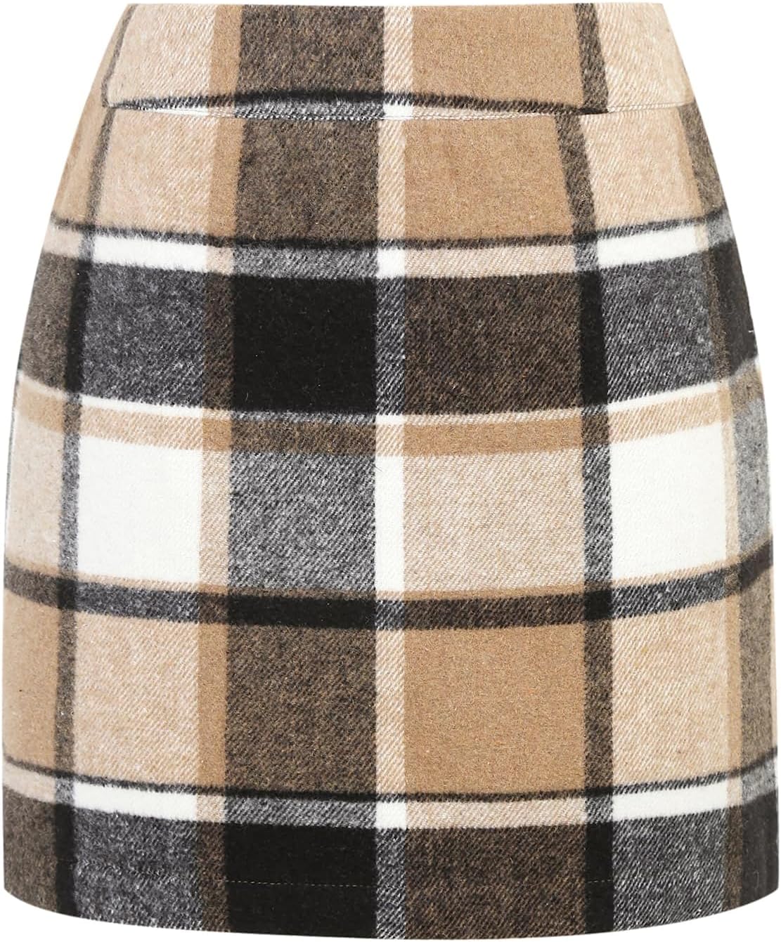 IDEALSANXUN Womens Plaid Mini Skirt Fall Winter High Elastic Waist Short Pencil Skirt