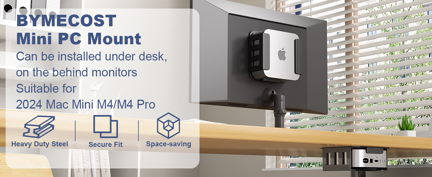 BYMECOST Halterung Für Mac Mini M4/M4 Pro 2024 – VESA Montage, Wand/Untertisch, Mit Wärmeableitung