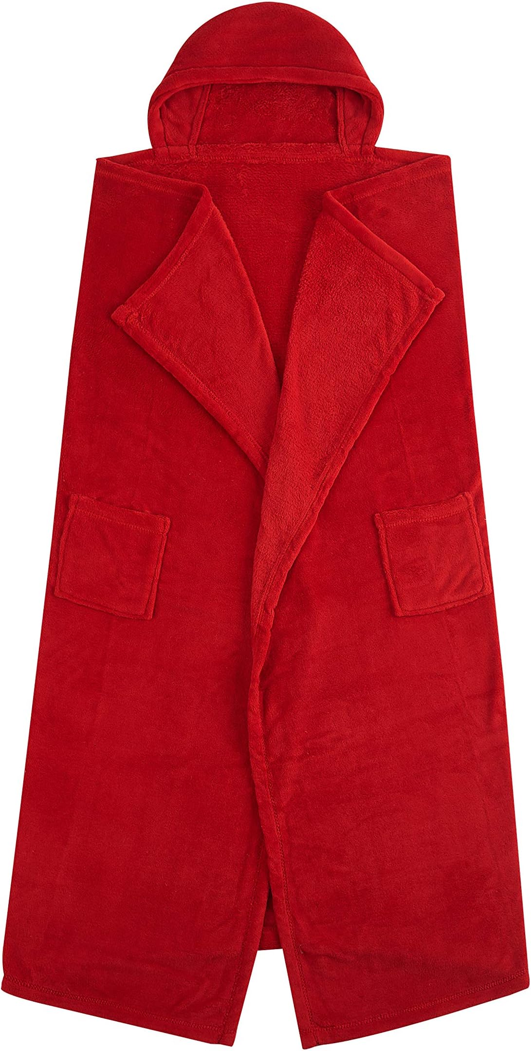 pop shopHooded Ultra-Soft Cozy Plush Throw Blanket with Pockets, 50"x60", Red