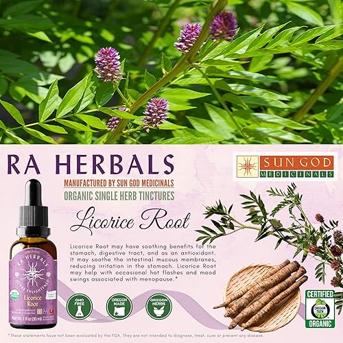 Miniatura 3 de Ra Herbals Extracto líquido de raíz de regaliz orgánico - Soporte del sistema digestivo - 1 fl oz