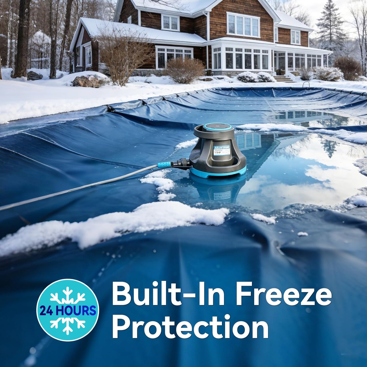 Aquastrong 1/3 HP Pool Cover Pump Automatic On Off, 2774 GPH Submersible Water Pump for Inground/Above Ground Swimming Pool Cover with 25ft Power Cord, Drainage for Hot Tub, Pond, Window Well