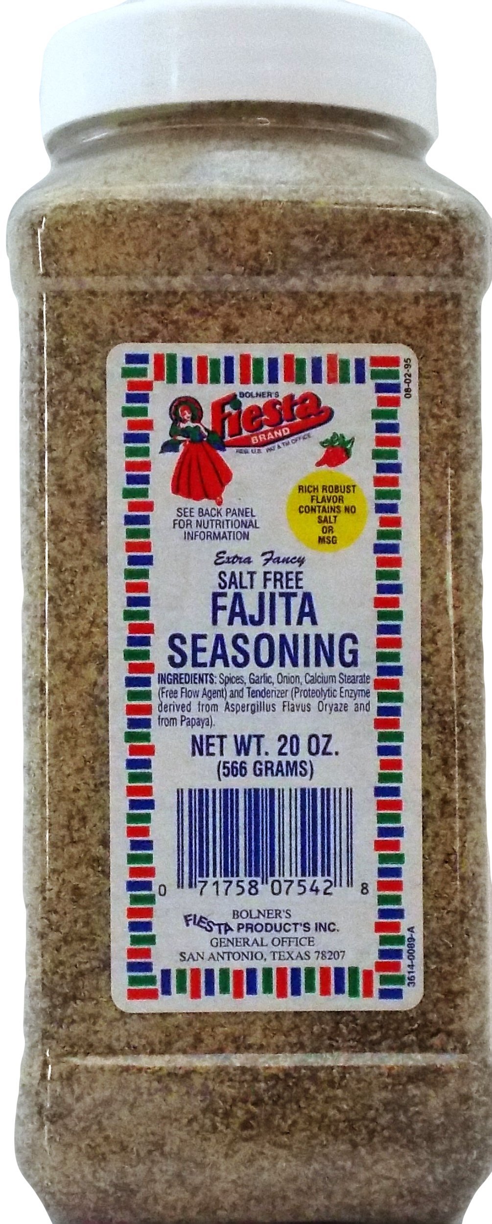 Bolner's Fiesta Extra Fancy Salt Free Fajita Seasoning, 20 Oz.