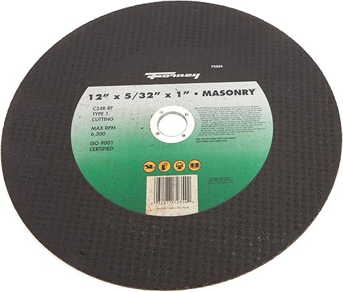 Forney 72354 Hoja de sierra de cortar, tipo 1 de mampostería de alta velocidad con eje de 0.787 in, C24R-BF, 12 pulgadas por 5/32 pulgadas