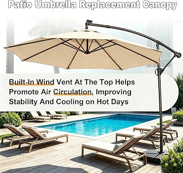 Durable Waterproof Patio Umbrella Cover 7.5ft-11ft, Fits 6/8 Ribs, Cantilever Offset Canopy for Table & Pool, Heavy-Duty Replacement Fabric Shield Blue White 6.6ft/6 Ribs : Patio, Lawn & Garden