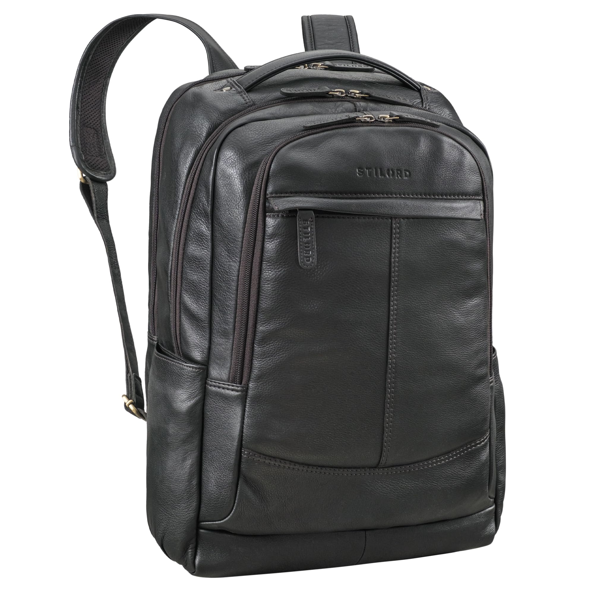 STILORD Maxim Grand Sac à Dos Homme Cuir Sac a Dos Ordi Portable 17-19 Pouces Backpack Antivol XL Sac Travail Sac a Dos Voyage Femme Cuir Véritable Couleur:Noir
