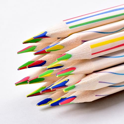 Miniatura 4 de Frienda Juego de 30 lápices de dibujo de arco iris a granel 4 en 1 para dibujar arte, colorear, bocetos, pintura, regalo, regreso a la escuela,