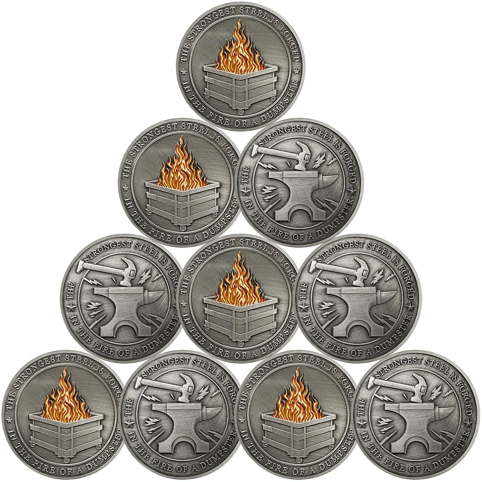 CHURYUML 10Pcs Dumpster Fire Coin Set Hilarious Medallion for Staff Appreciation Gifts Funny Office Gifts for Colleagues Going Away Gift for Coworker