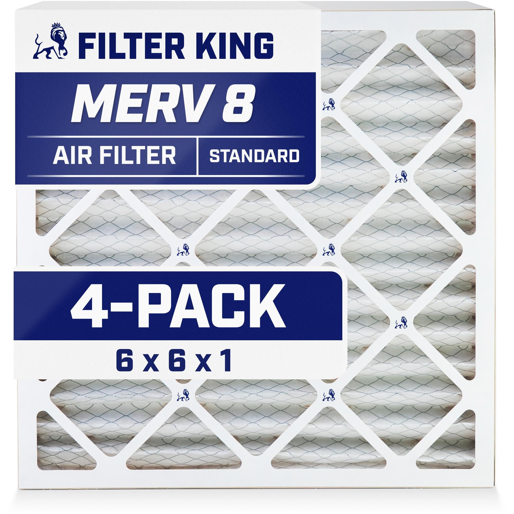 - Filter King 6x6x1 Air Filter | 4-PACK | MERV 8 HVAC Pleated A/C Furnace Filters | MADE IN USA | Actual Size: 5.5 x 5.5 x .75"