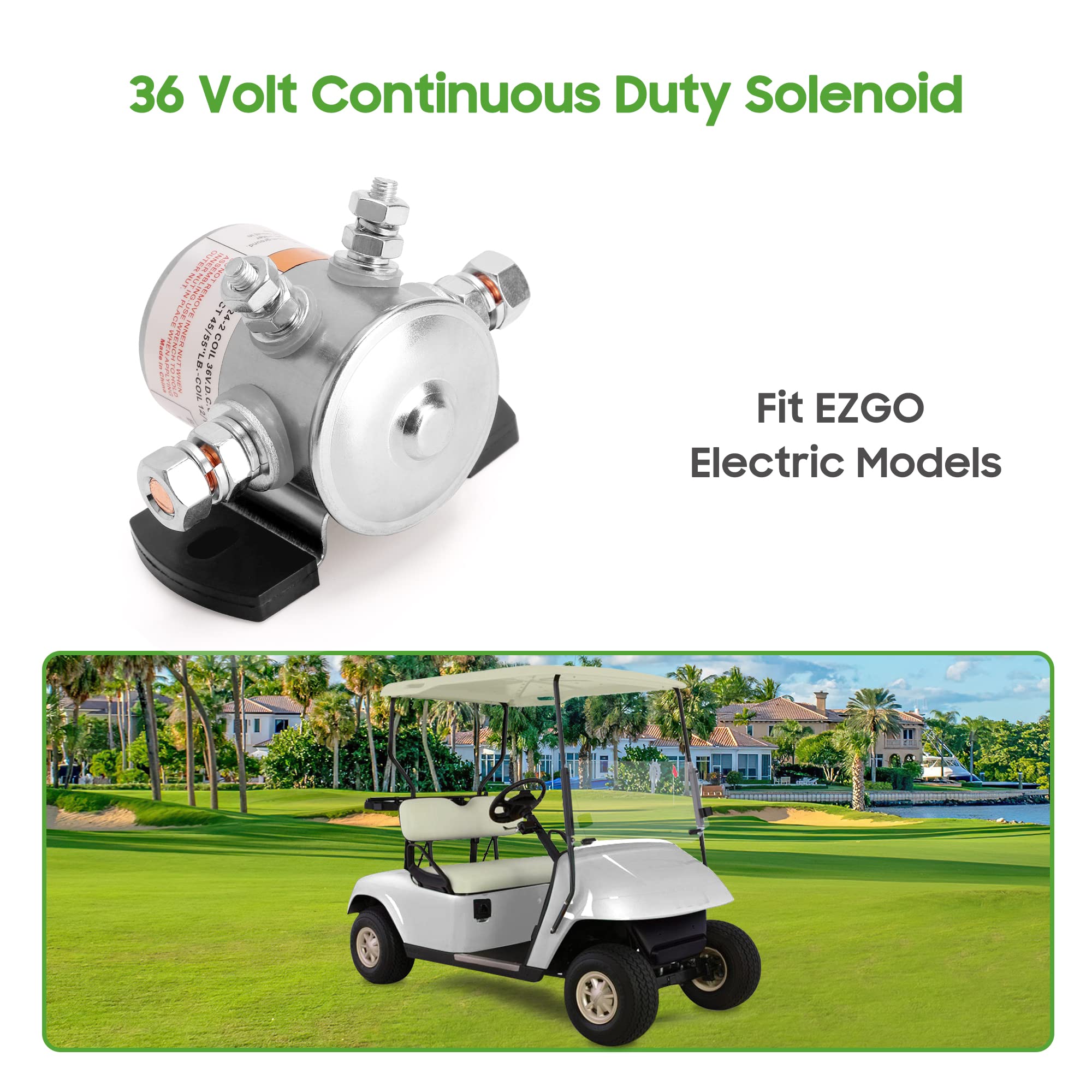 10L0L EZGO Solenoide, EZGO TXT 1980-2010 Carrello da golf elettrico 36 Volt 4 terminali relè solenoide serie #70, sostituisce OEM 27855G01, 11761G1, 27855G02, 31680G1, 3016