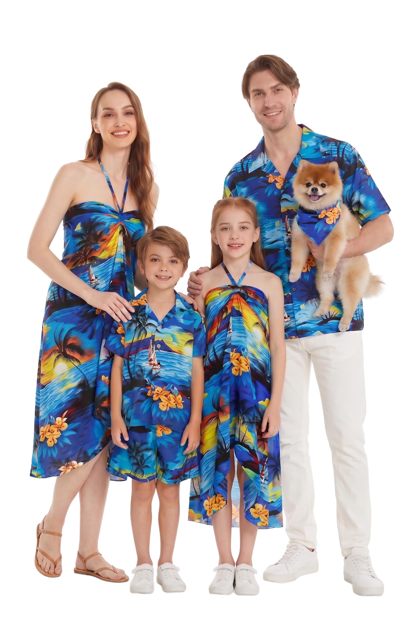 Hawaii Hangover Family Matching Hawaiian Clothes, Sunset Blue