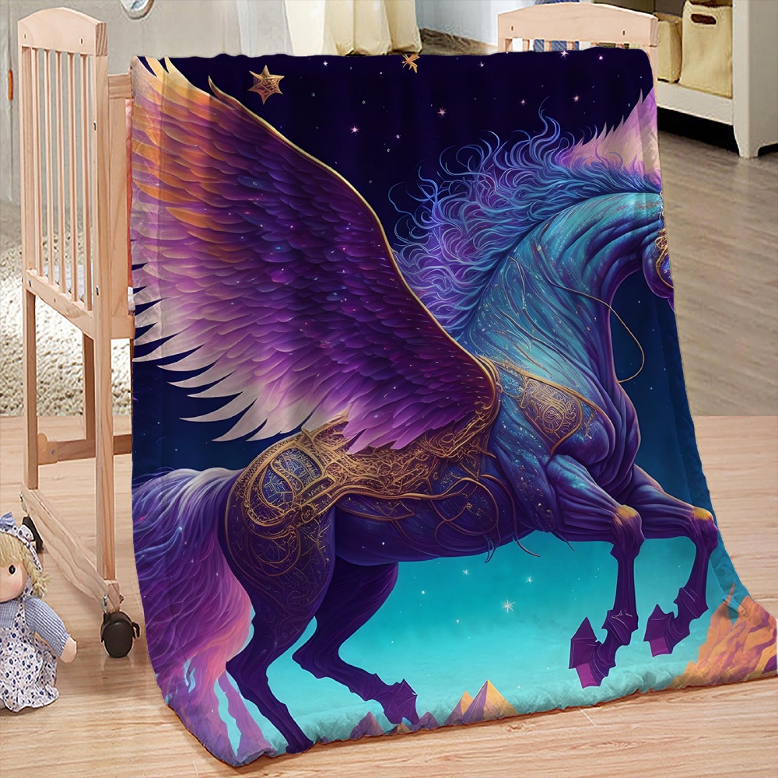 Arc En Ciel De Dessin Animé Couverture Polaire Adultes 3D Flanelle Plaid 180X220 Nuages Bleus