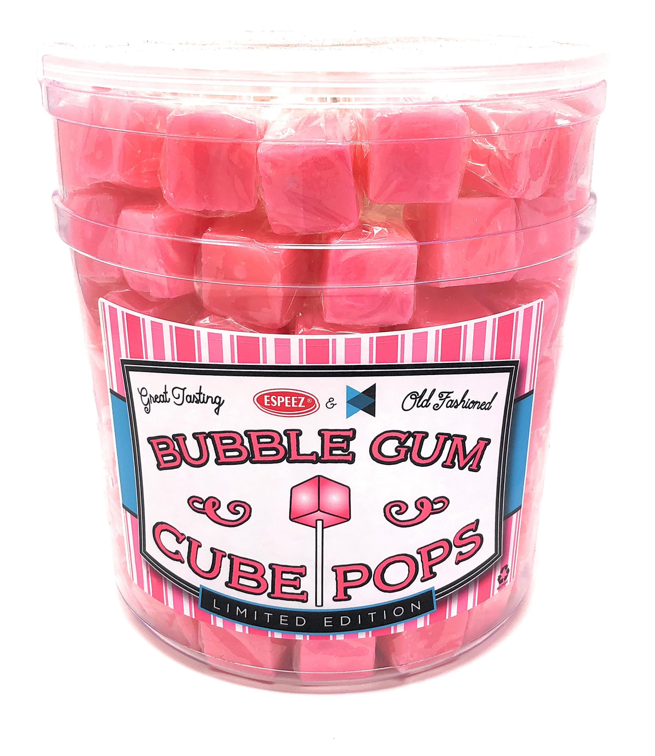 Hard Candy Cube Lollipop Suckers: Individually Wrapped Flavored Sucker Pack by Espeez - Old Fashioned Square Party Pops in Bulk - Bubblegum, 100 Count