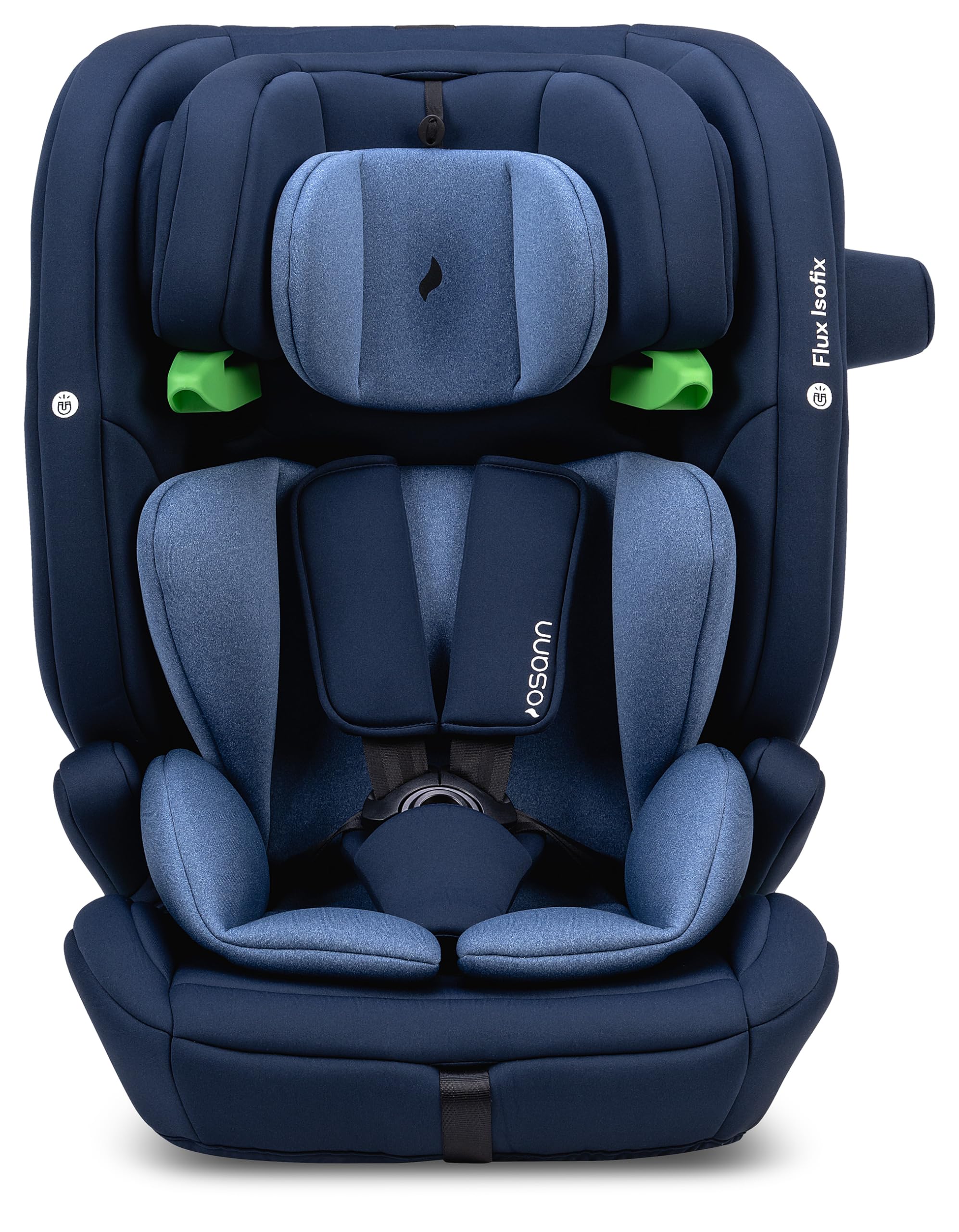 OSANN - Fotelik samochodowy dla dzieci Flux Isofix i-Size Top-Tether - 76-150 cm - 15 miesięcy do 12 lat - Grupa 2/3 - Granatowy, 14-pozycyjne wysokości, Przodem do kierunku jazdy