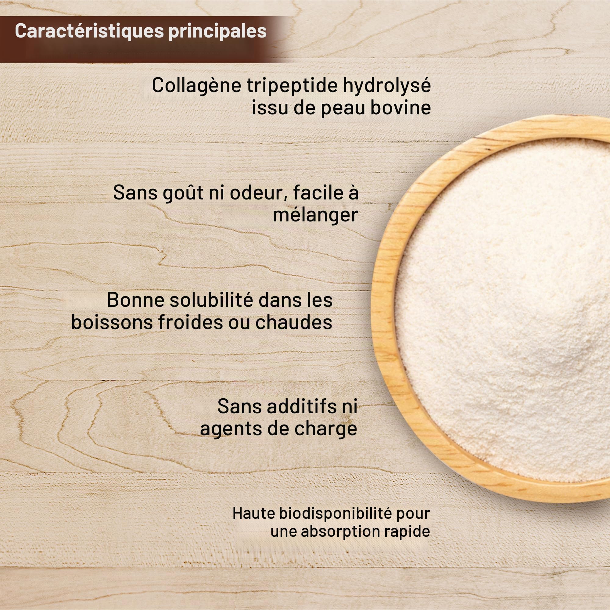 Hydrolysate de collagène - Tripeptide - 300 g - Bonne solubilité - Sans goût - Sans additifs - Du bœuf - Haute biodisponibilité - Seulement 2,5 g par jour (1 cuillère à café)