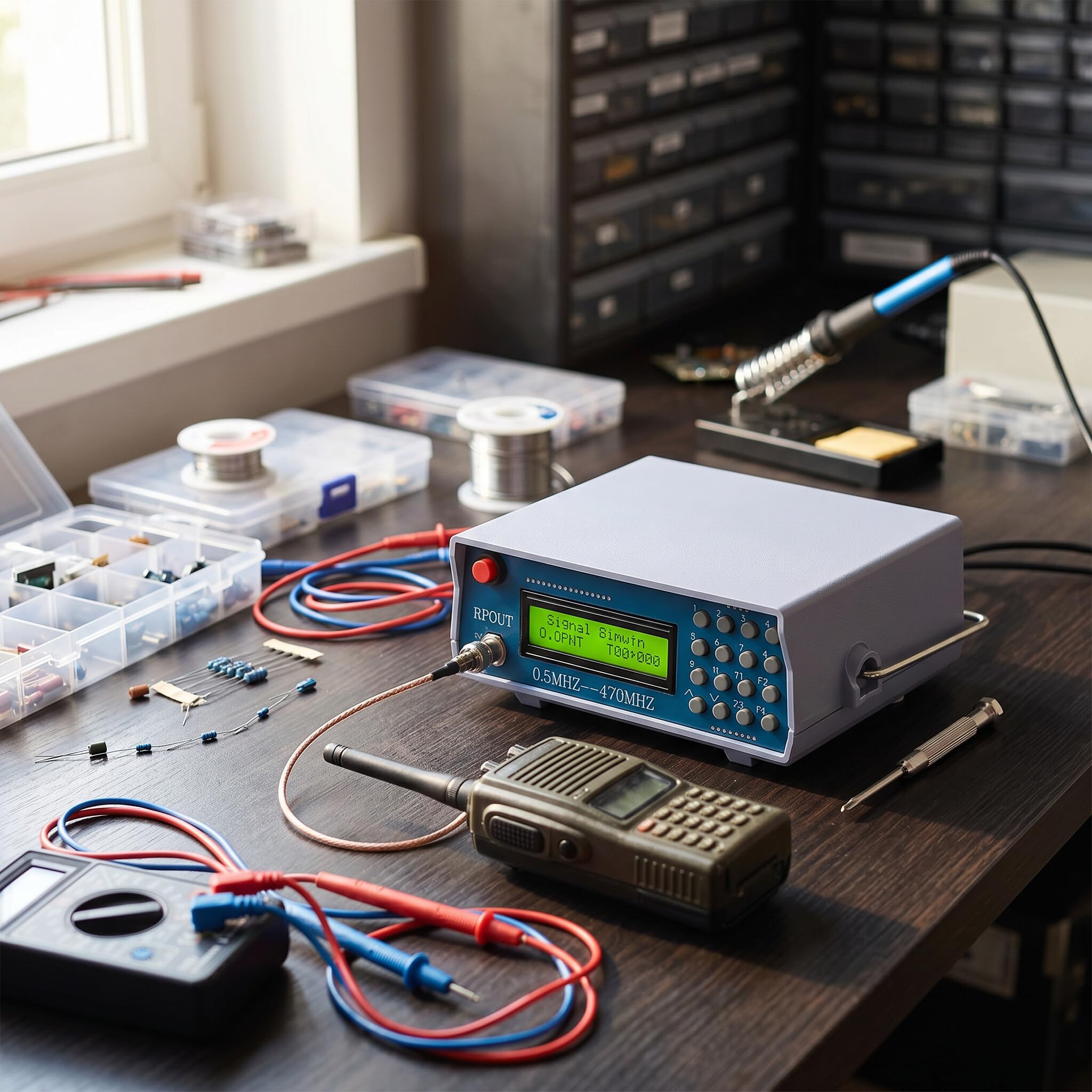 Funktioneller Signalgenerator, 0,5M-470MHz Frequenz-Signalgenerator FM-Radio-Signalgenerator Intercom Signal Generator Messgerät Tester für drahtlose Kommunikation, Luft Raumfahrt