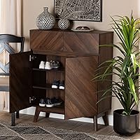 Vista 10 de Baxton Studio Hartman Mid-Century - Gabinete moderno de madera con acabado marrón nogal