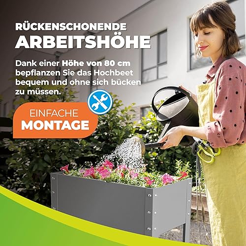 Miniatura 5 de Bio Green Freising-L - Cama de jardín elevada de metal con drenaje  Pequeña maceta galvanizada y con recubrimiento de polvo para exteriores con