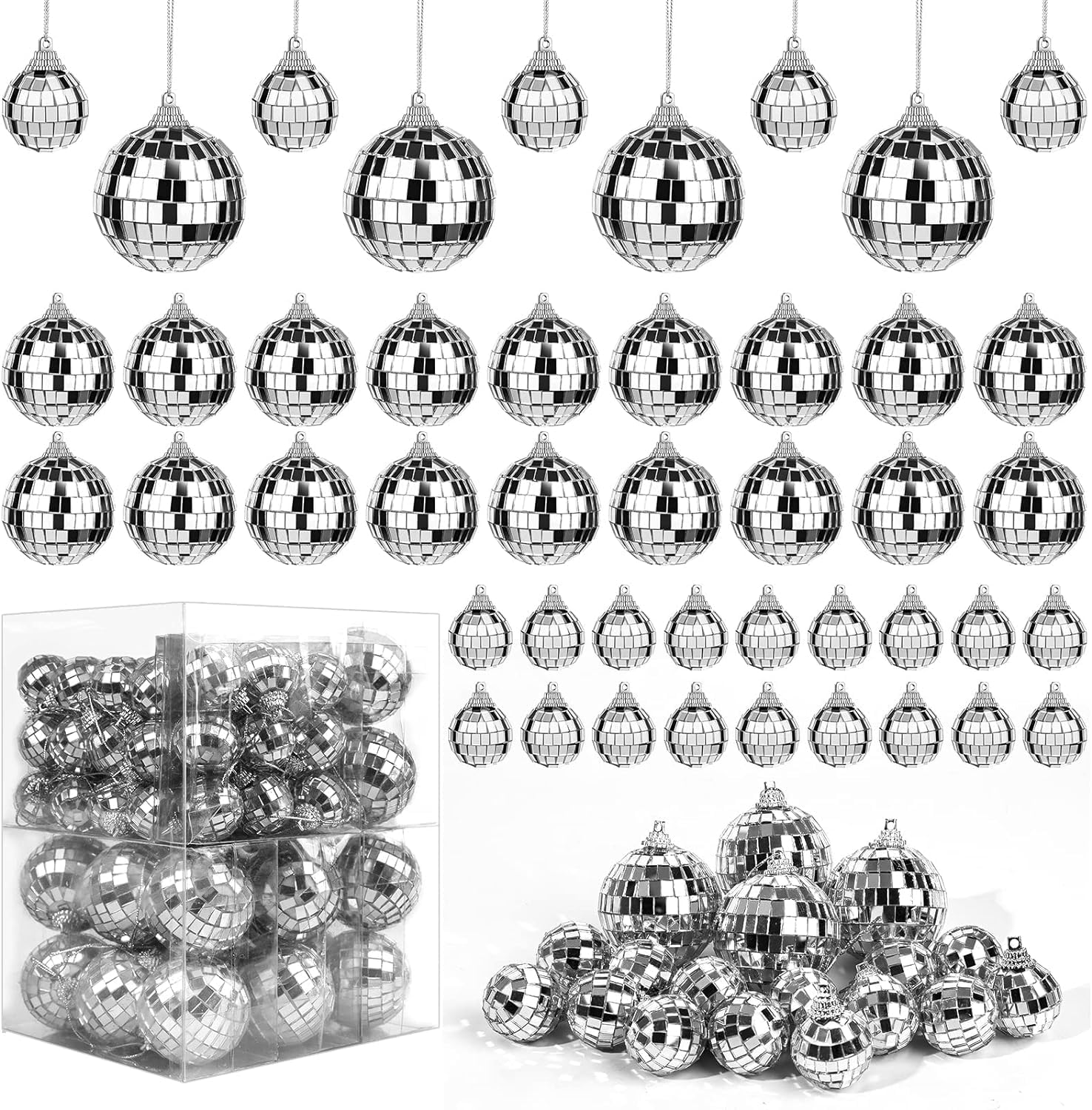 ASelected 72 Pezzi Sfere a Specchio, Palline Specchiate Decorative in 3 Misure da 3 4 e 5 cm, Decorazioni a Sfera per Vasi, Tavola, Matrimonio, Festa e DIY