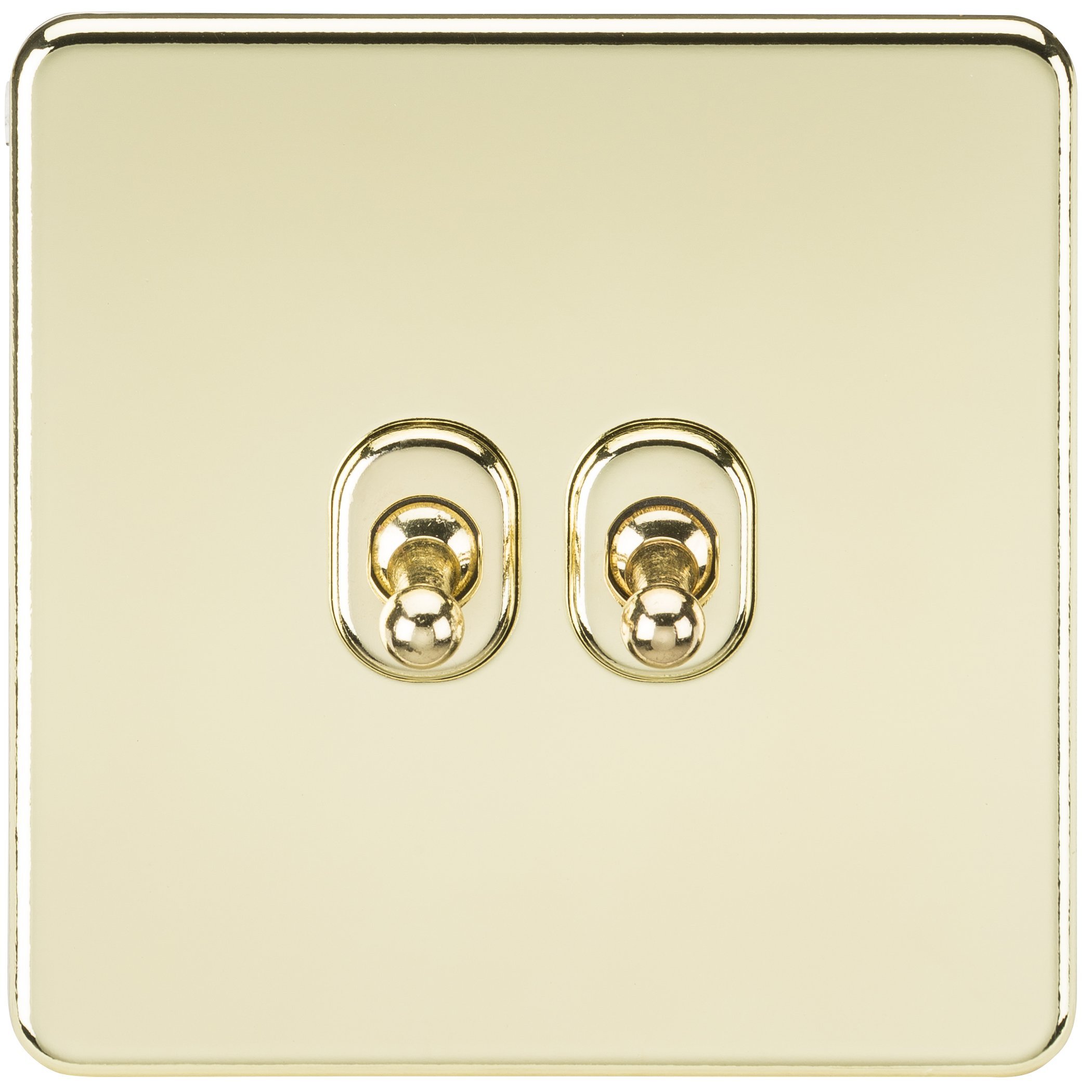Knightsbridge Polished Brass Sf2togpb Screwless 10A 2G 2-Way Toggle Switch