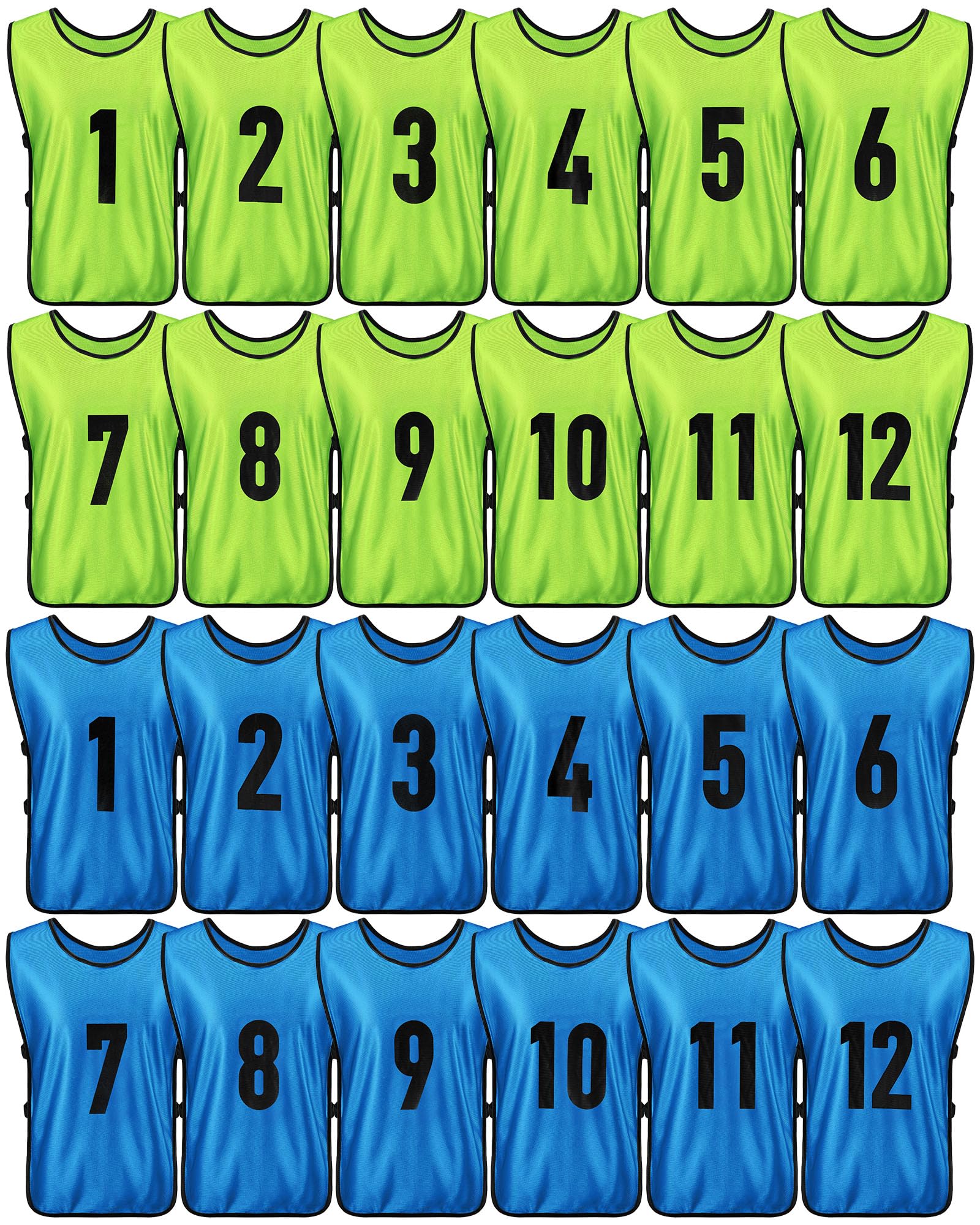 Yahenda 24 Pcs Soccer Pinnies Numbered Vests Adult