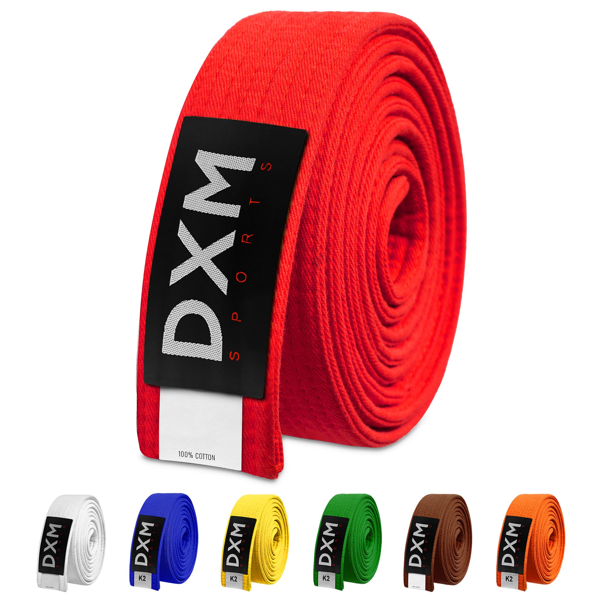 DXM SPORTS BJJ Jiu Jitsu Belt - Taekwondo Karate Belt - Martial Arts Uniform Ranking Judo Belt Double Stitched for Kids Adult, Red, 300 cm)