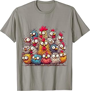 Eagerlys Colorful Funny Chicken Art, Crazy Chicken Family T-Shirt