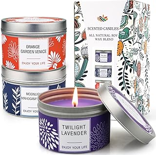 Scented Candle Clearance: 3 Pack Long Lasting Soy Candles for Home, Valentine's Day Gifts - Lavender, Orange Blossom & Mahogany Aromatherapy