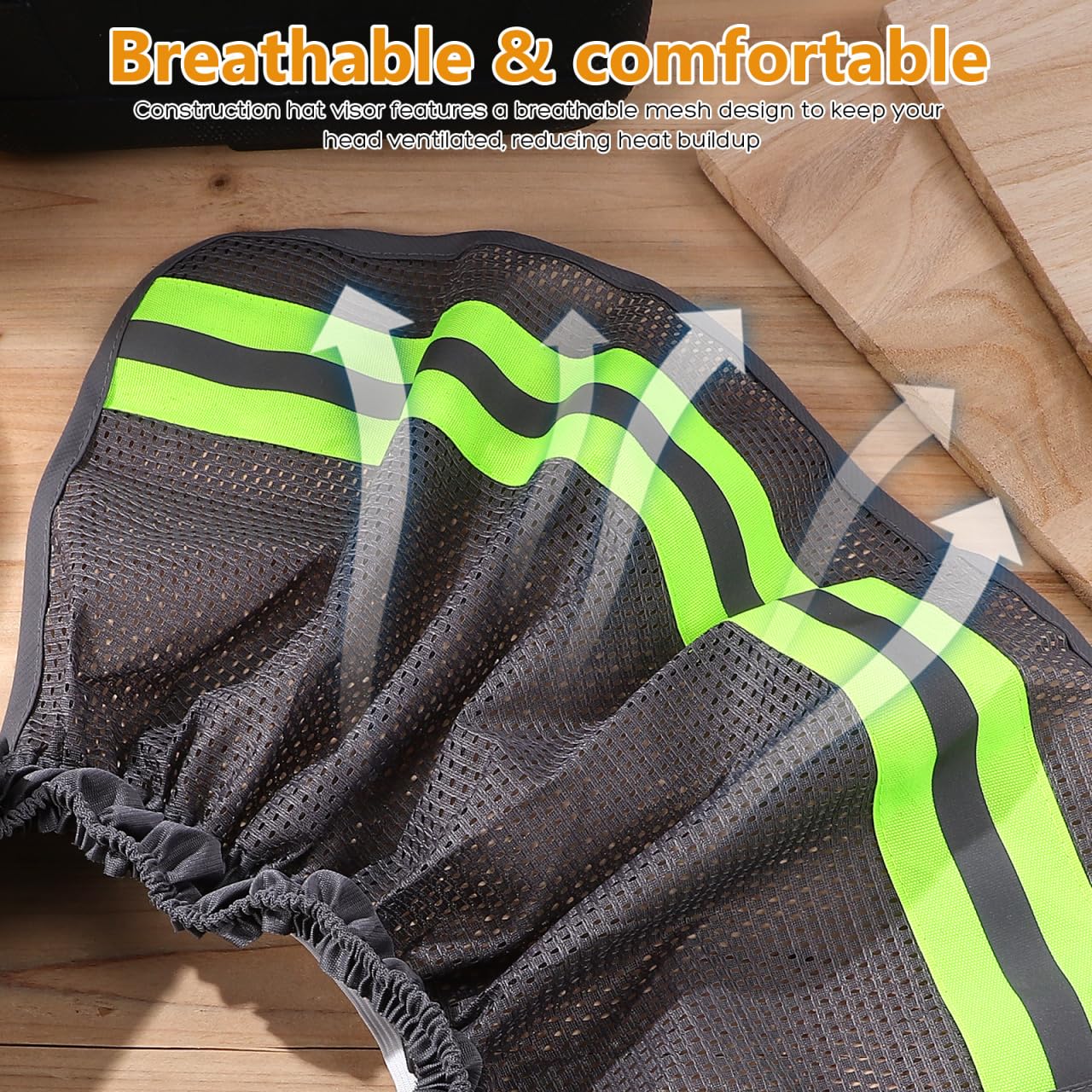 DOITOOL Protector Solar para Casco de Obra - Parasol de Seguridad con Visera - Cubre Cuello Sombra Pantalla - Malla de Poliéster Transpirable para Construcción Trabajo al Aire Libre y Jardinería