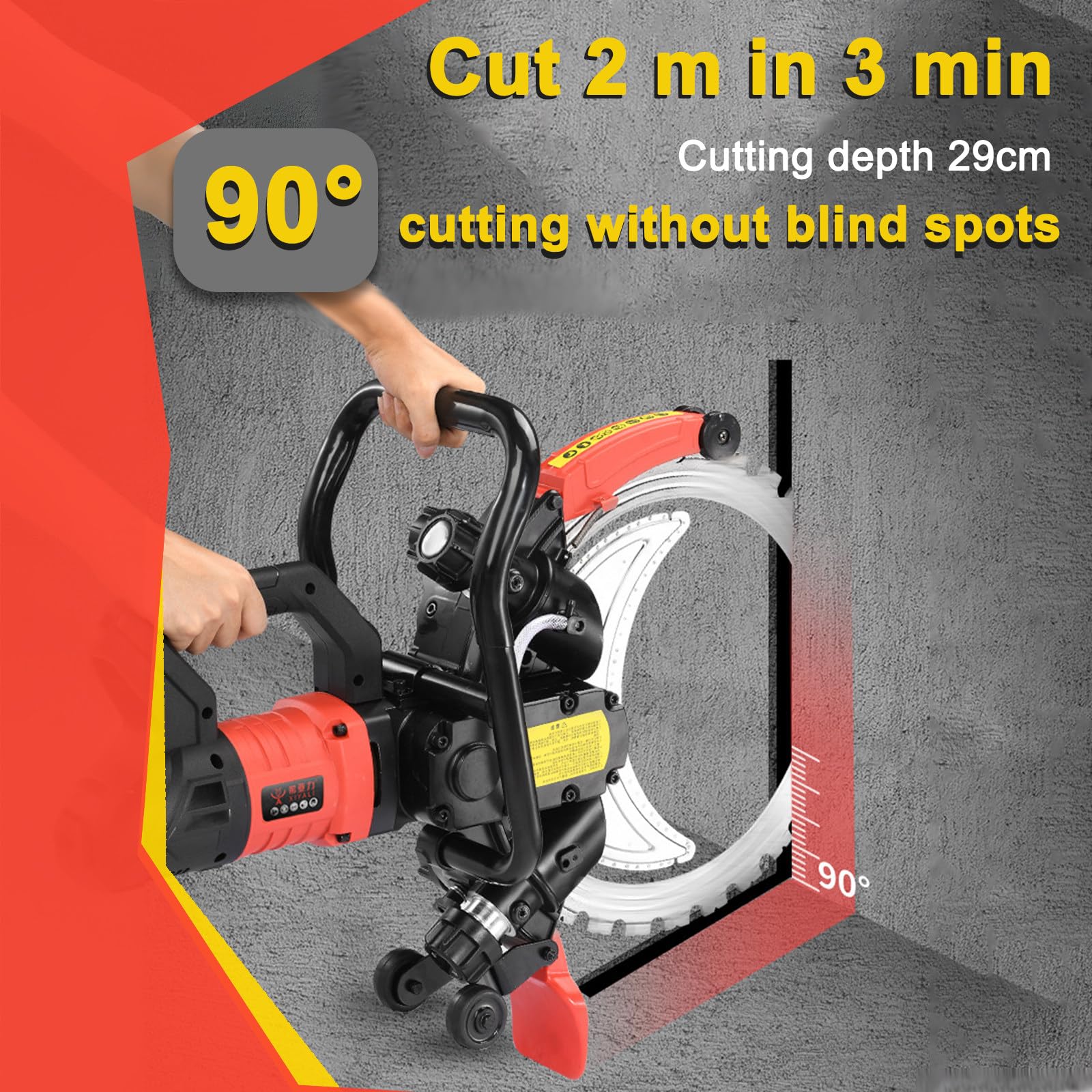 Sierra Circular para hormigón De 16 Pulgadas, Sierra Toroidal 8980 W con Motor De Cobre Puro, 3000 RPM – Profundidad 11.4 Pulgadas, 2 Hojas Y Guante para Corte De Hormigón 3sawblade