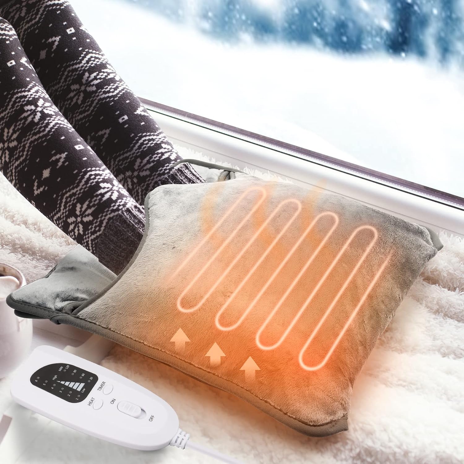 【DoubleLayer Heating】 Foot Warmer, 10 Temperatures Feet Warmers, 4
