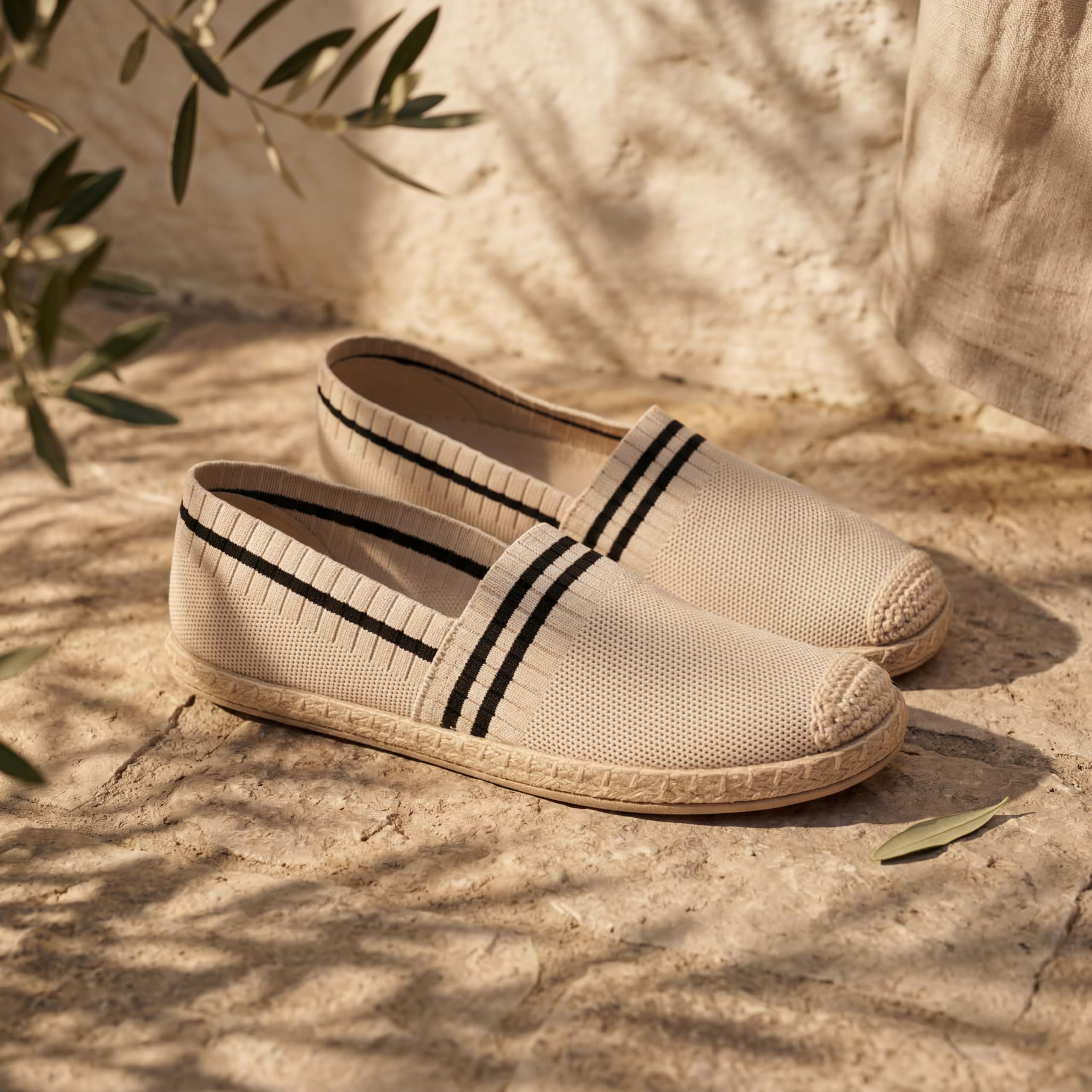 GLAMORA Espadrilles Femme Maille Respirante Été Slip-on Légères Semelle Corde Tressée Confort Marche Quotidienne Antidérapantes Souples Ballerines Tricot Mocassins Casual Voyage Ville