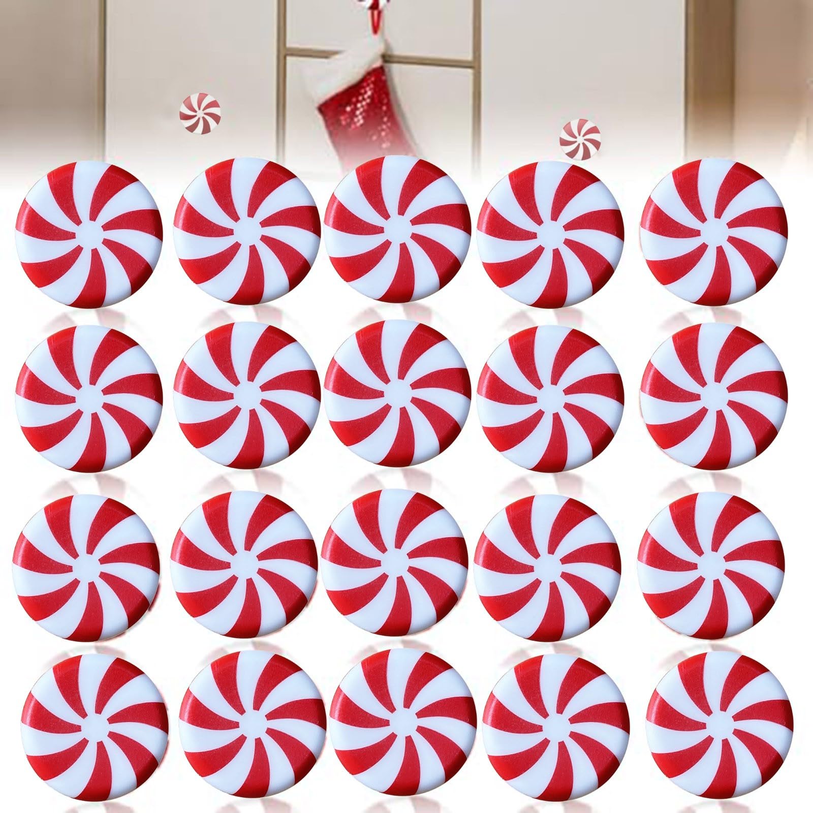 20pcs Christmas Candy Shape Door Handle Covers - Red Peppermint Decorative Cupboard Knob Covers for Kitchen Bedroom Drawer Cabinet Living Room (20PCS)