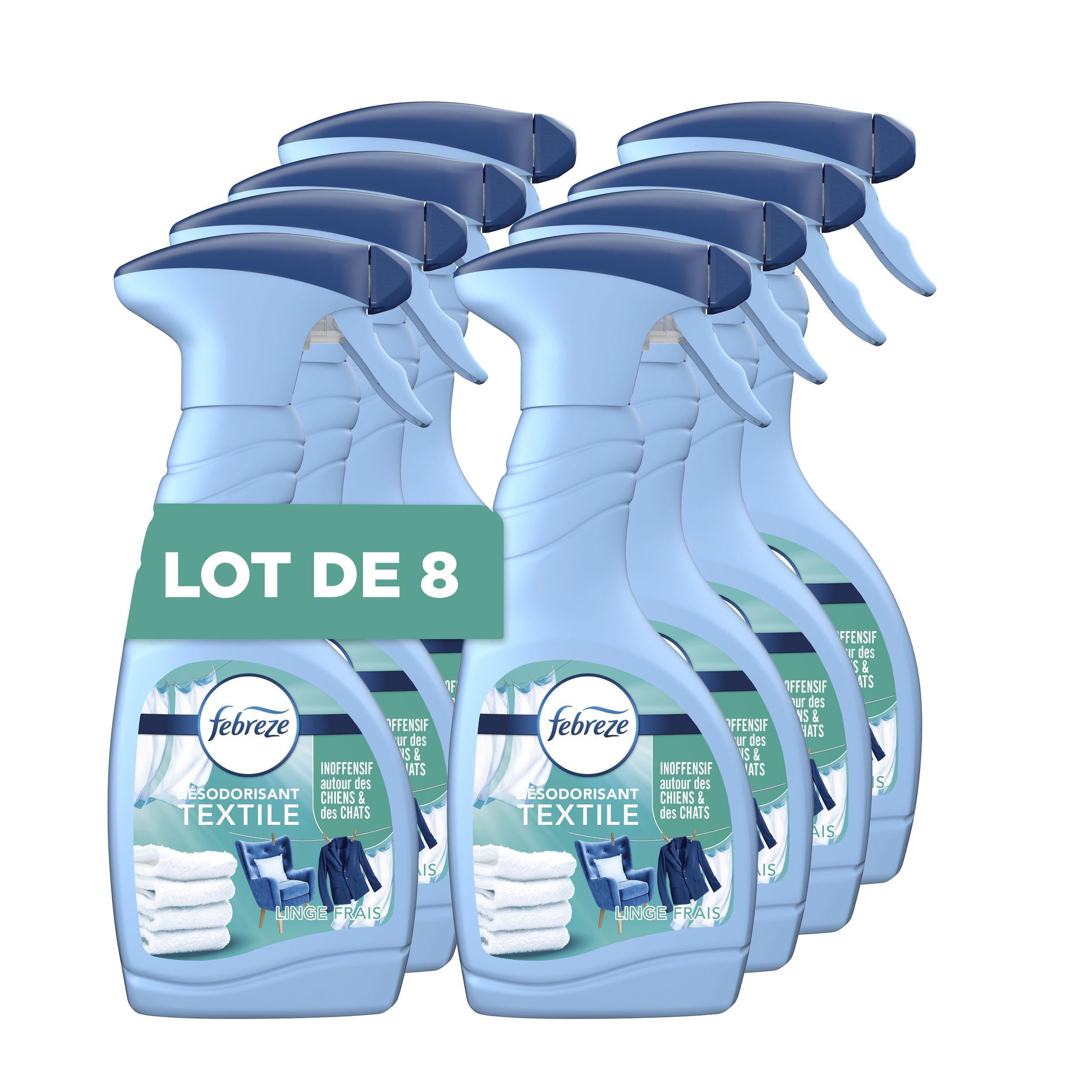 Febreze Spray deodorante tessile 2 in 1 500 ml x 8 biancheria fresca