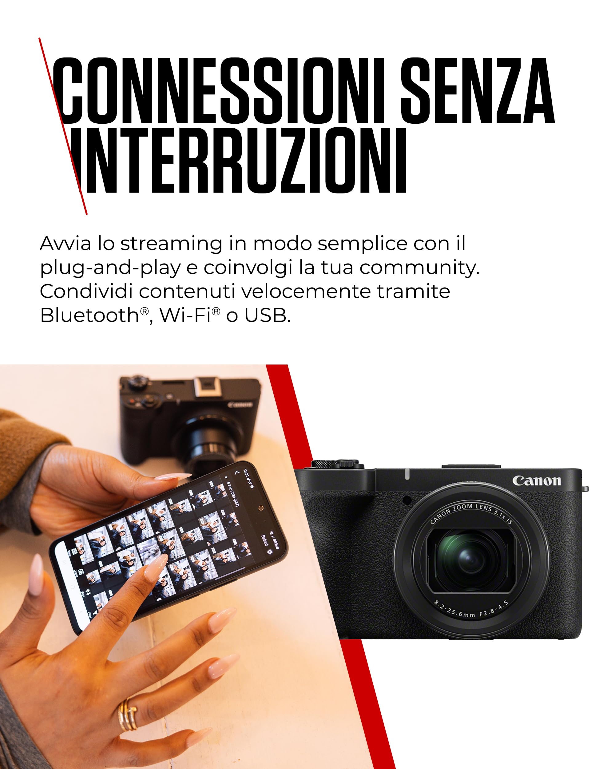 Canon PowerShot V1 – Fotocamera Digitale per Vlogging con Obiettivo Ultra-Grandangolare f/2.8 | Attrezzatura per Content Creator, Vlog e Viaggi | Connessione USB e Wi-Fi