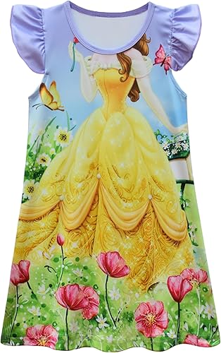 AOVCLKID Little Girls Princess Costume Girls Casual Cartoon Printed Dress