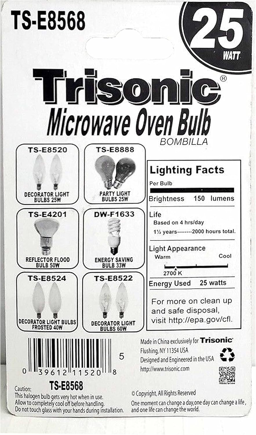 2 Microwave Oven Lamp Light Bulbs 25w 120v Replacement Lighting Intermedium E14 E14 Light Bulb 14mm Diameter Base