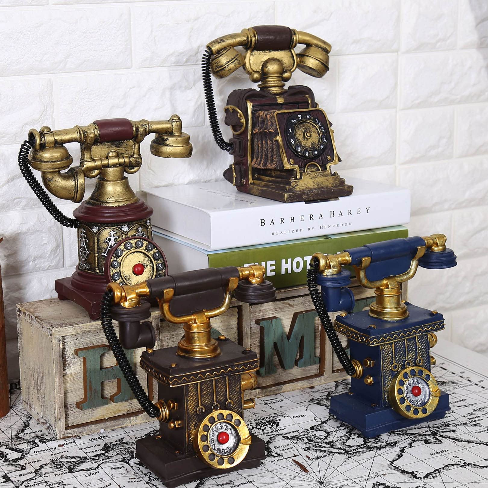 Téléphones Rétro Fixe Vintage Noir Multi Fonction Fer Téléphone À Domicile Téléphone Fixe Rétro pour Amis ou Familles Téléphone Maison